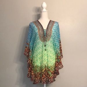 Kristals: Multi•Colored Beaded Kaftan Top